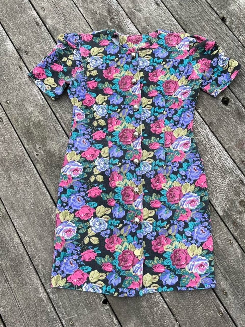Timely Trends multi floral button front 90s mini dress